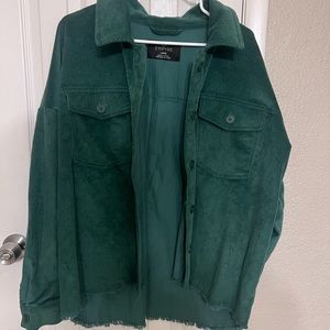 New green corduroy button up